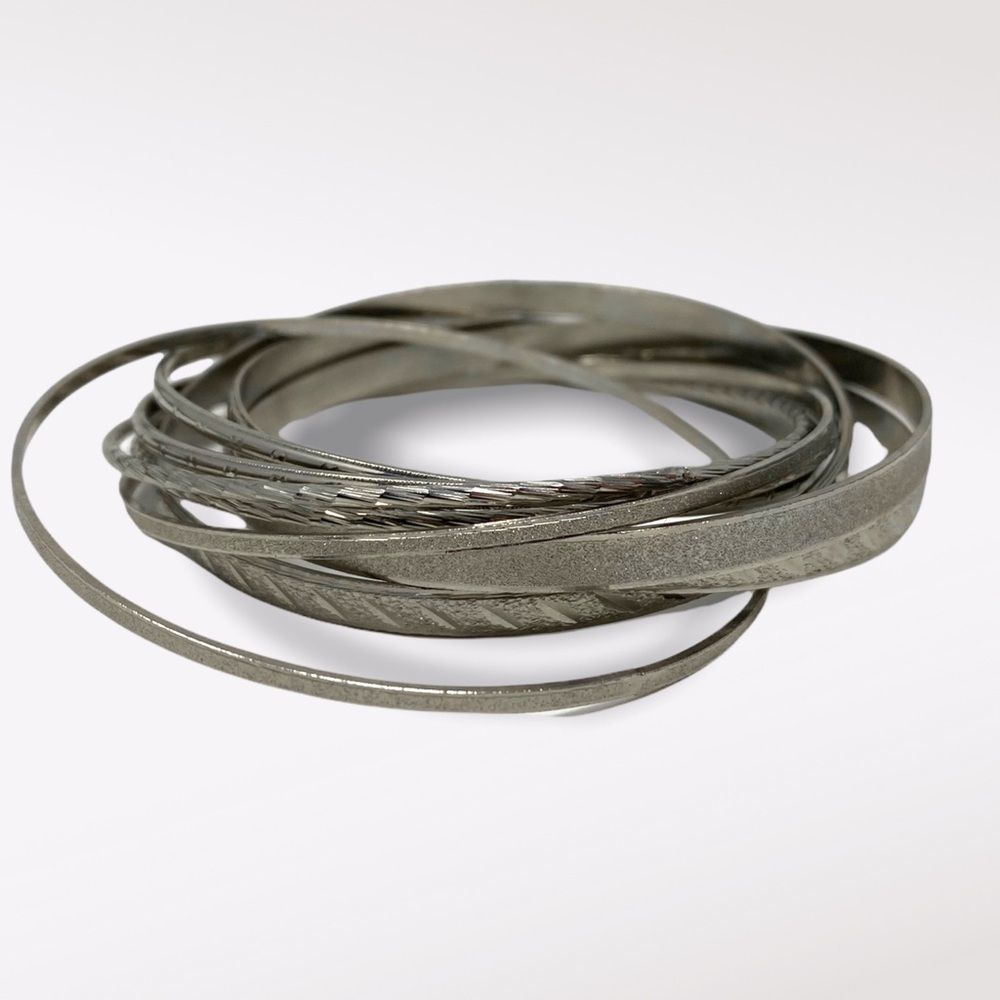 3/$15 Silver Tone and Silver Sparkle Bangle Set